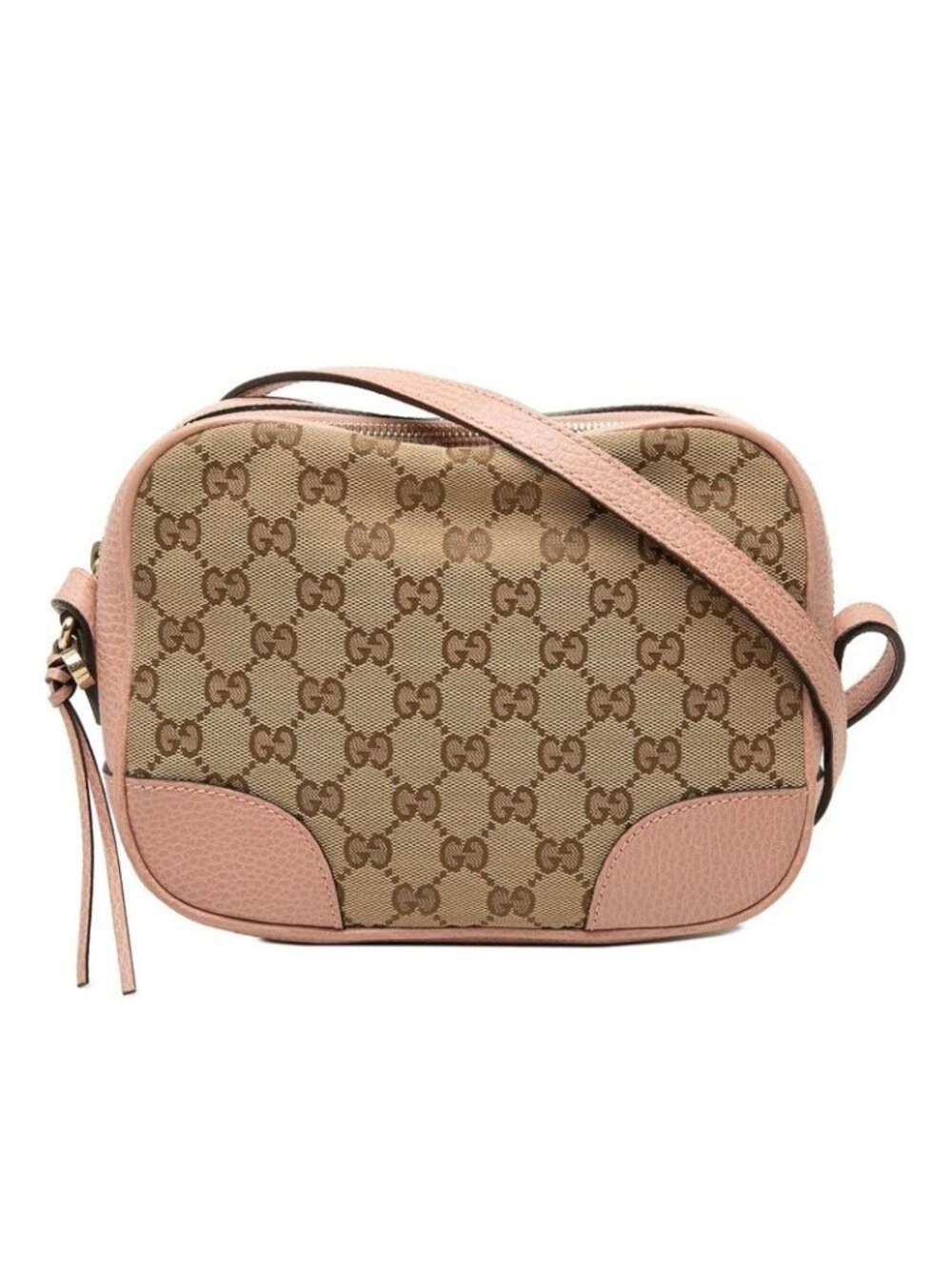 Gucci GG Canvas Crossbody Shoulder Bag Beige Pink